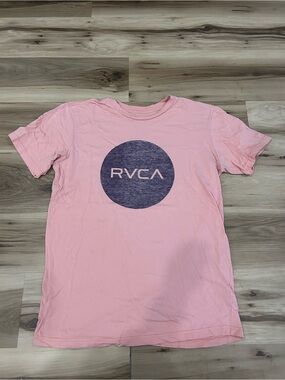 RVCA Light Pink Tee with Navy Circle Logo